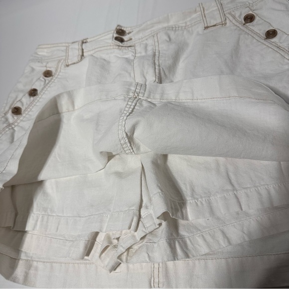 Sonoma Beige Linen Cotton Skort Front Button Pockets sz 12 - Picture 3 of 7